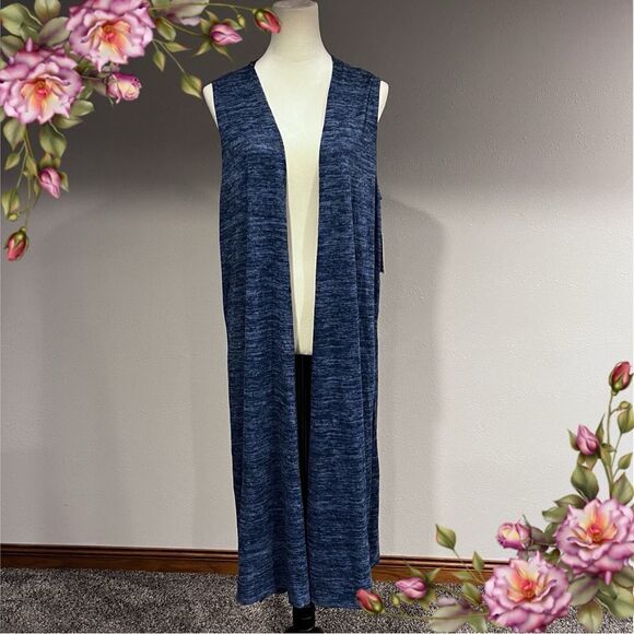 LuLaRoe Joy dark navy open sleeveless duster / sleeveless long cardigan - Picture 1 of 11